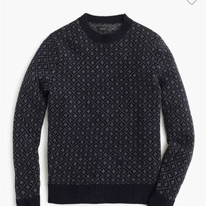 J. Crew Men's Navy Patterned Crewneck Sweater